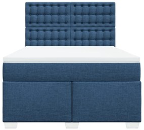 Cama com molas/colchão 140x200 cm tecido azul