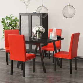 vidaXL Cadeiras de jantar 4 pcs PVC vermelho