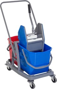 HOMCOM Carro de Limpeza Professional Carro de Limpeza de Metal com 2 Baldes de 25 Litros Removíveis Escorredor Manual 73x45x92cm | Aosom Portugal