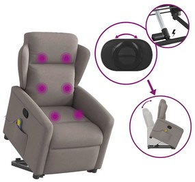Poltrona elevatória de massagens tecido cinzento-acastanhado