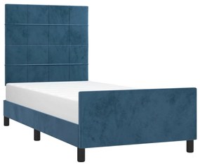 Estrutura de cama sem colchão 90x190 cm veludo azul-escuro