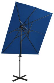 vidaXL Guarda-sol jardim cantilever toldo duplo 250x250 cm azul-ciano