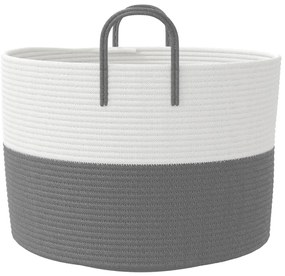 Cesto de arrumação Ø51x33 cm algodão cinzento e branco