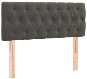 Cama box spring colchão LED 120x190cm couro artif. cinza-escuro
