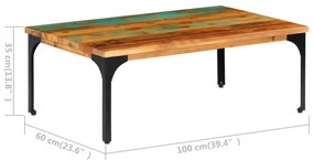Mesa de centro 100x60x35cm madeira recuperada maciça