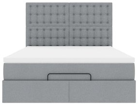 Estrutura de cama otomana com colchão 140x190 cm cinzento claro