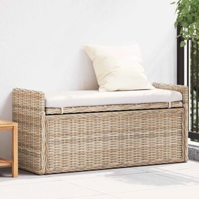 vidaXL Banco de arrumação com almofada Natural 110 x 40 x 50 cm Vime
