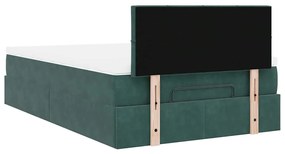 Estrutura de cama otomana com colchão verde escuro veludo