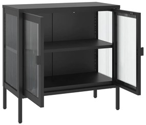Aparador 70x35x70 cm vidro e aço preto