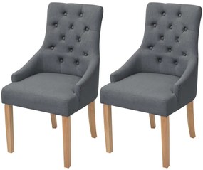 Cadeiras de jantar 2 pcs tecido cinzento-escuro