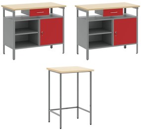 Conjunto de Mesa para Guardar Ferramentas de 10 Peças vidaXL Vermelho