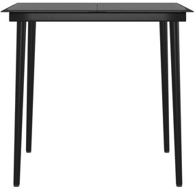 3 pcs conj. de jantar para jardim c/ almofadões cinzento/preto