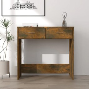 vidaXL Secretária 80x40x75 cm derivados de madeira cor carvalho fumado