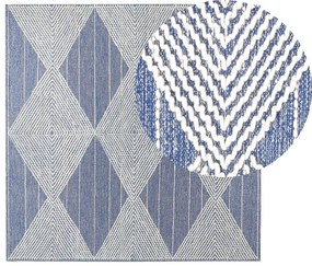 Tapete de lã creme e azul 200 x 200 cm DATCA Beliani