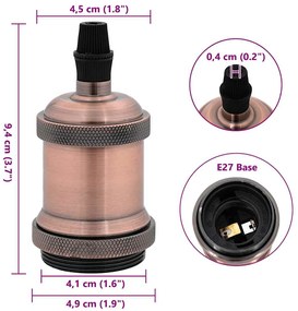 Casquilhos de lâmpadas 2 pcs Bronze vermelho E27