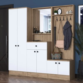 Hall Stand P6 – White/Nogueira – 179,4x182,8x37,5 cm