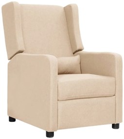vidaXL Poltrona reclinável tecido cor creme