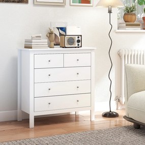 Cómoda com 5 Gavetas com Pés Elevados para Sala e Escritório Estilo Moderno 79x39,5x80,5 cm Branco
