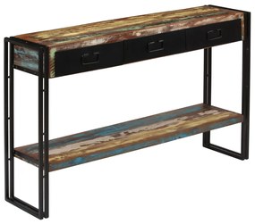 Mesa consola em madeira recuperada maciça 120x30x76 cm