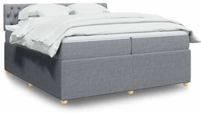vidaXL Cama com molas/colchão 200x200 cm tecido cinza-claro