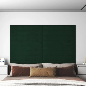 343893 vidaXL Painel de parede 12 pcs 90x15 cm veludo 1,62m² cor verde-escuro