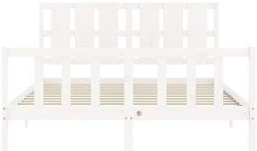 Cama sem colchão 160x200 cm madeira de pinho maciça branco