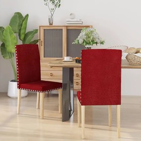 vidaXL Cadeiras de jantar 2 pcs tecido vermelho tinto