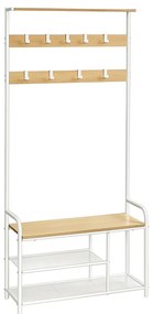 Bengaleiro entrada com 9 ganchos 30 x 85 x 180,5 cm cor de carvalho e branco