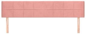 Cabeceira de cama c/ abas veludo 183x16x78/88 cm rosa