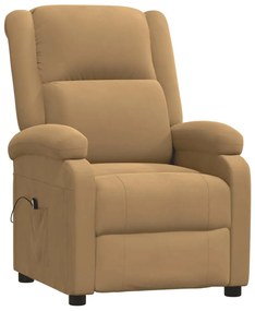 Poltrona de massagens reclinável veludo castanho