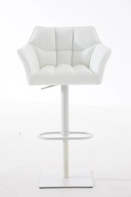 Banco de bar Damaso em couro sintético e com estrutura branca 64 x 88-113 x 45 cm Branco