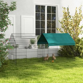 Parque modular 220 L x 85 L x 103 A cm em aço com lona para coelhos, roedores e pequenos animais, para interior e exterior, verde, preto