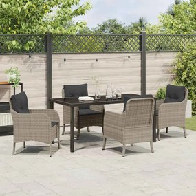 Conjunto de Jantar de Jardim com Almofadas Cinza Claro Vime PE