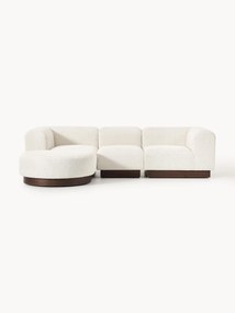 Sofá modular em teddy-bouclé Natalie (3 lugares), com repousa pés