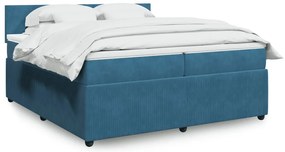 Cama com molas/colchão 200x200 cm veludo azul