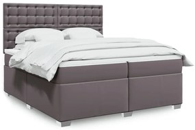 vidaXL Cama com molas/colchão 200x200 cm couro artificial cinzento