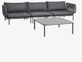 Conjunto De Jardim Com Sofá Modular De 3 Peças Com 2 Módulos De Canto E Mesa De Centro Em Aço Roubly Cinza Grafito - Sklum