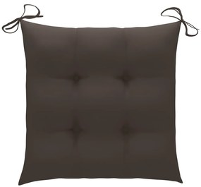 Cadeiras de jardim c/ almofadões cinza-acast. 2 pcs teca maciça
