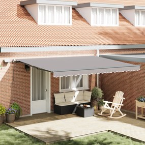 Toldo Retrátil Manual vidaXL com Luz LED Cinza Claro 450x300 cm