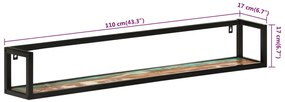Prateleiras parede 2 pcs 110x17x17 cm madeira recuperada/ferro