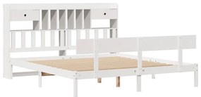 Cama com estante sem colchão 200x200 cm pinho maciço branco