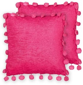 Conjunto de 2 almofadas decorativas em tecido rosa fucsia 45 x 45 cm JASMINE Beliani
