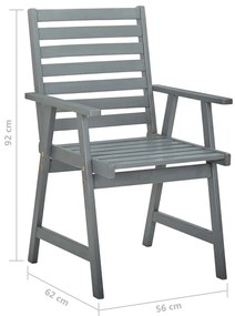 Cadeiras de jantar p/ jardim 3 pcs c/ almofadões acácia maciça