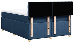 Cama com molas/colchão 160x200 cm tecido azul