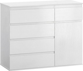 HOMCOM Buffet de sala, móvel de arrumação com 5 gavetas, prateleira ajustável e porta com fechamento suave, 100 x 40 x 80 cm, branco | Aosom Portugal