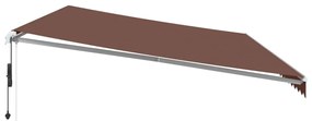Toldo retrátil automático com luz LED 600x300 cm castanho