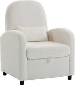 HOMCOM Poltrona Moderna com Espaço de Arrumação Oculto e Almofada, Revestimento em Tecido Teddy, 76x77x95 cm, Creme | Aosom Portugal