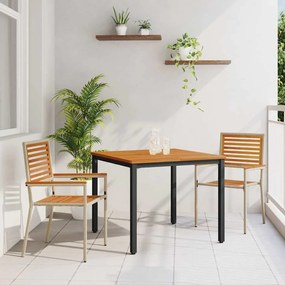 vidaXL Conjunto de Jantar de Jardim de 3 Peças em Rattan Poliéster Bege Acácia