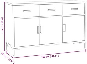 Aparador 110x35x70 cm pinho maciço castanho
