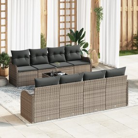 Conjunto de Sofás de Jardim vidaXL com Almofadas Cinza Rattan Poliéster